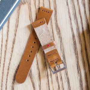 Premium Vegetable Tanned Whiskey Buttero Leather Watch Band Handcrafted Elegance for Your Timepiece
