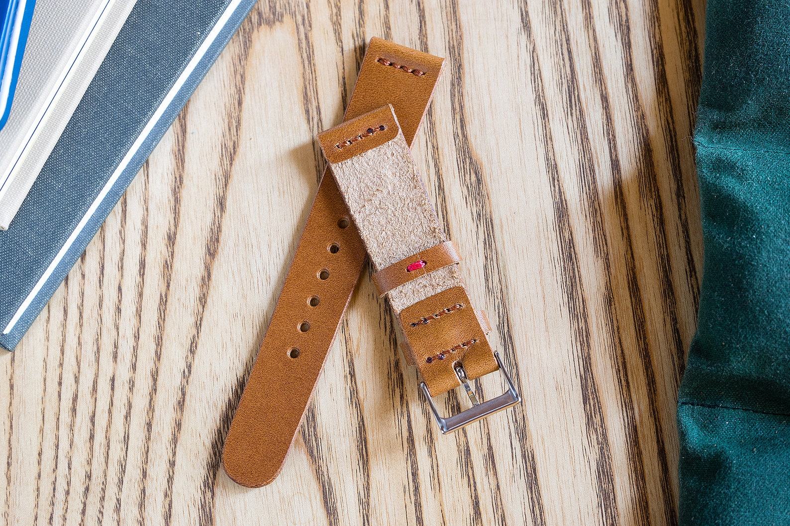 Premium Vegetable Tanned Whiskey Buttero Leather Watch Band Handcrafted Elegance for Your Timepiece - Image 6