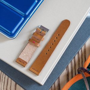 Premium Vegetable Tanned Whiskey Buttero Leather Watch Band Handcrafted Elegance for Your Timepiece