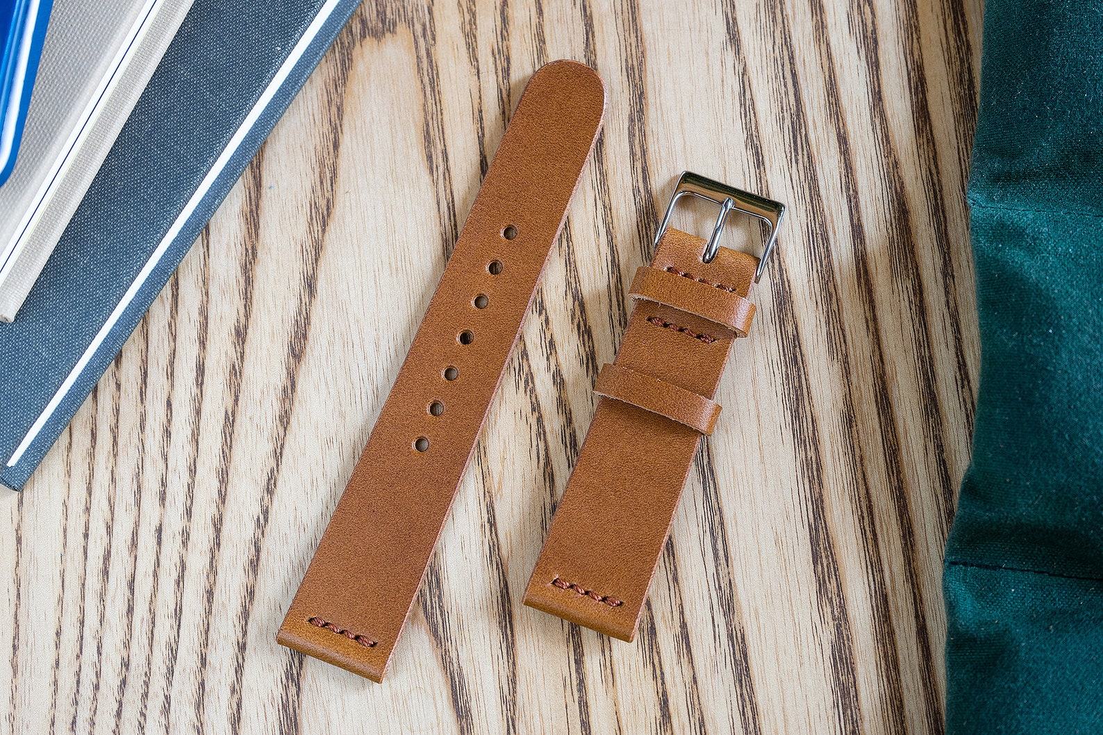 Premium Vegetable Tanned Whiskey Buttero Leather Watch Band Handcrafted Elegance for Your Timepiece - Image 5