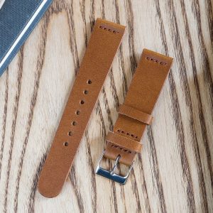 Premium Vegetable Tanned Whiskey Buttero Leather Watch Band Handcrafted Elegance for Your Timepiece