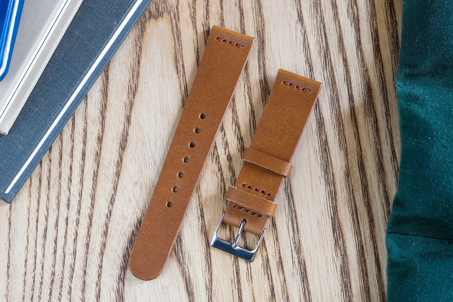 Premium Vegetable Tanned Whiskey Buttero Leather Watch Band Handcrafted Elegance for Your Timepiece - Image 4