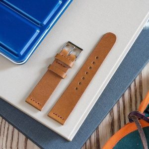 Premium Vegetable Tanned Whiskey Buttero Leather Watch Band Handcrafted Elegance for Your Timepiece