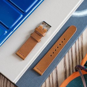 Premium Vegetable Tanned Whiskey Buttero Leather Watch Band Handcrafted Elegance for Your Timepiece