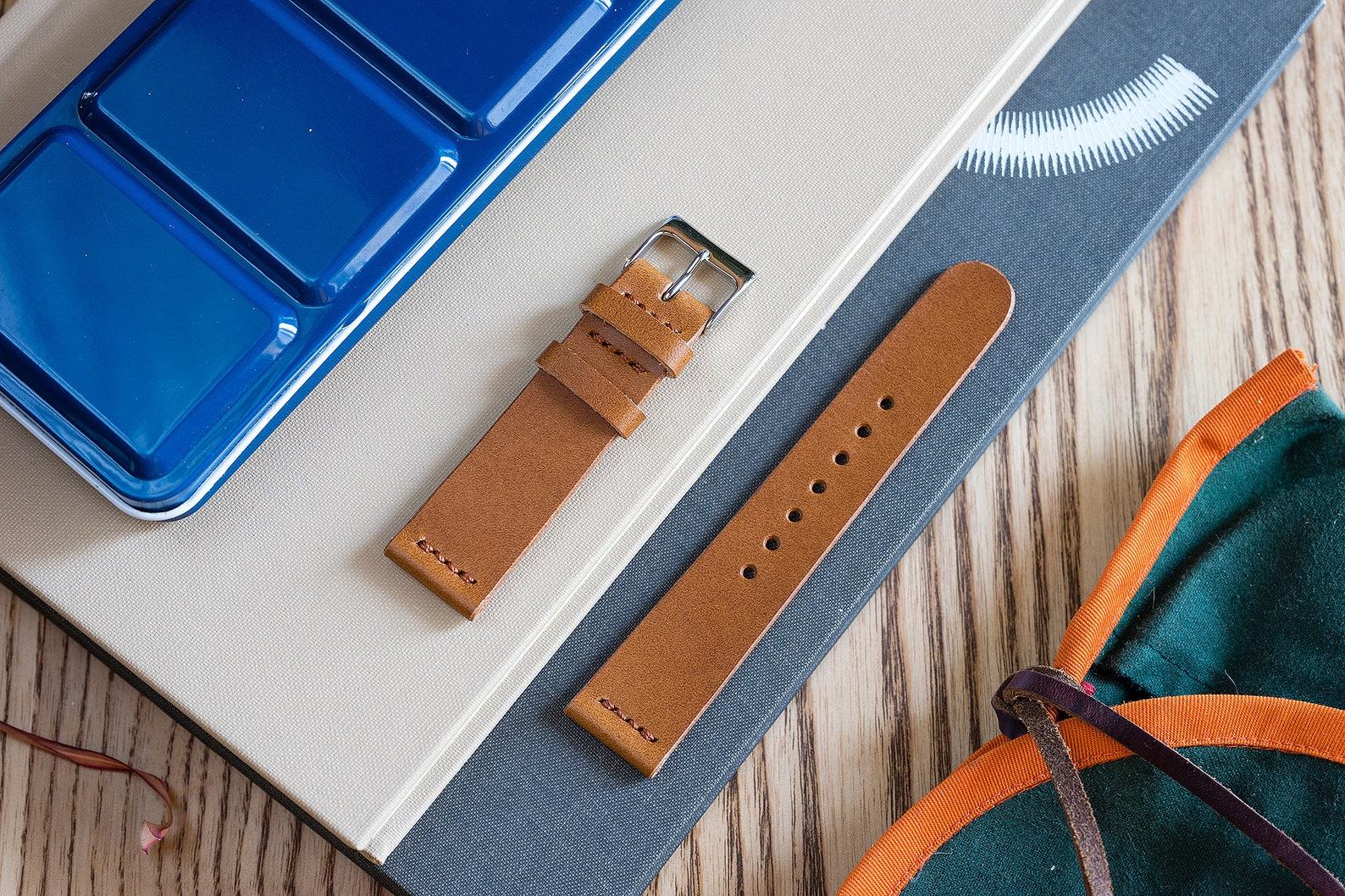 Premium Vegetable Tanned Whiskey Buttero Leather Watch Band Handcrafted Elegance for Your Timepiece - Image 3