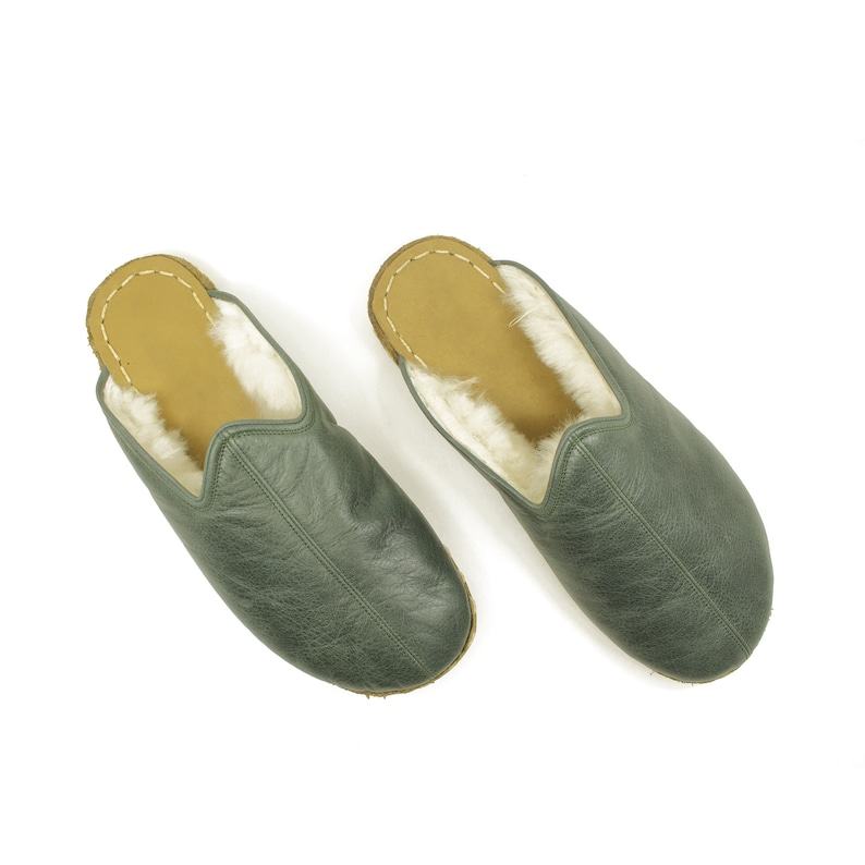 Presented Husband  Organic Leather Men’s House Slippers – Warm & Fluffy Comfort
