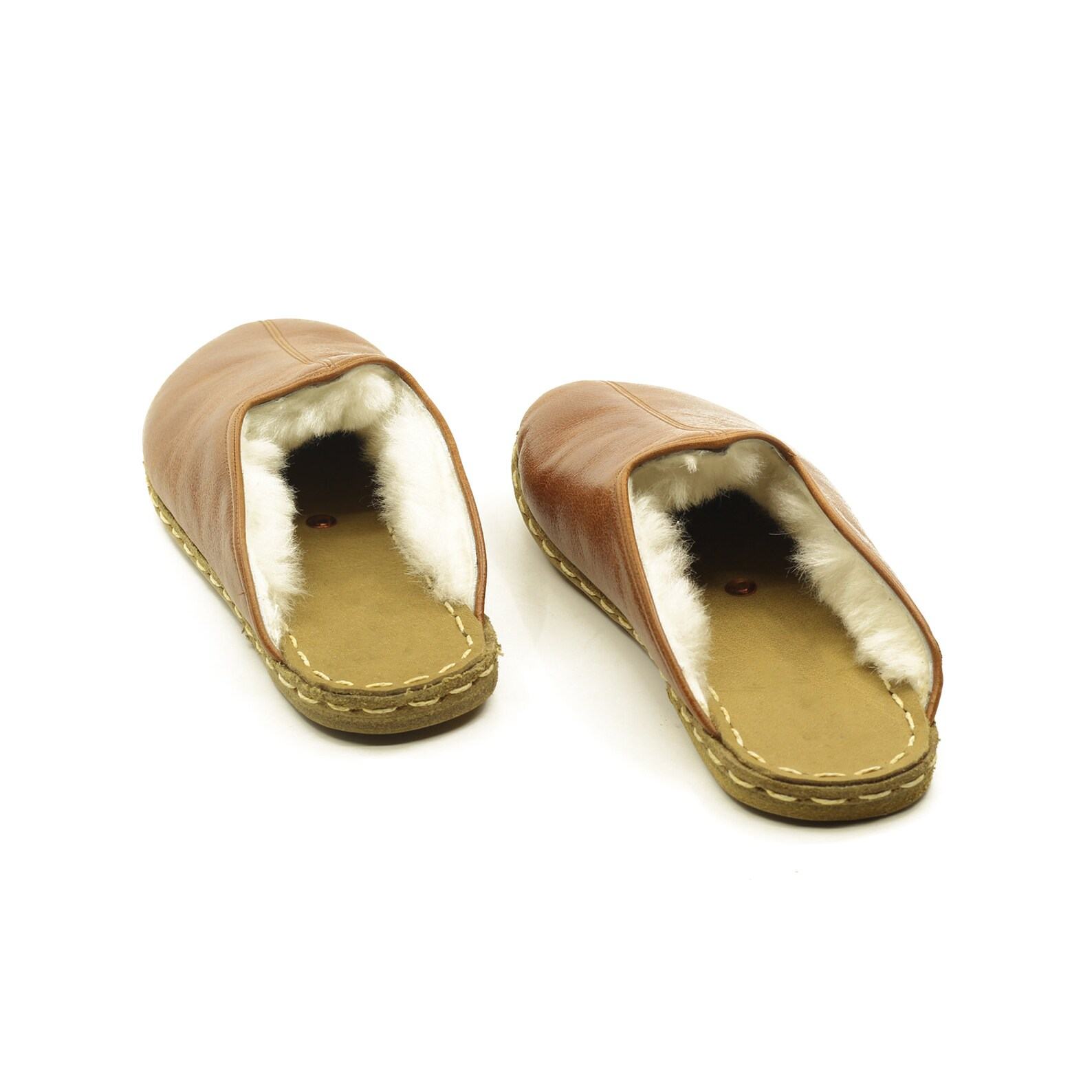 Presented Husband  Organic Leather Men’s House Slippers – Warm & Fluffy Comfort