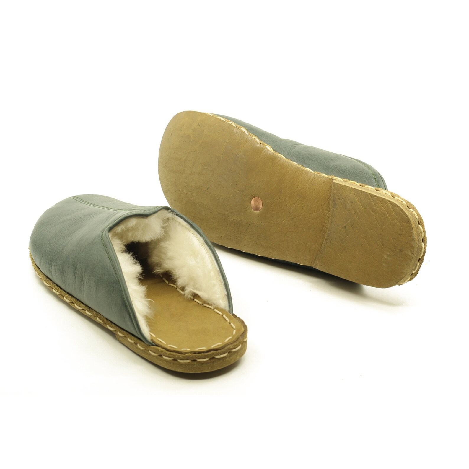 Presented Husband  Organic Leather Men’s House Slippers – Warm & Fluffy Comfort