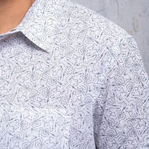 Psychedelic Men’s Button-Down Geometric Print, Short Sleeve, Interesting  Father’s Day Item