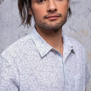 Psychedelic Men’s Button-Down Geometric Print, Short Sleeve, Interesting  Father’s Day Item