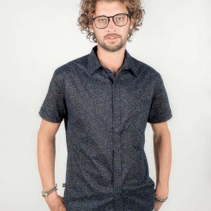 Psychedelic Men’s Button-Down Geometric Print, Short Sleeve, Interesting  Father’s Day Item