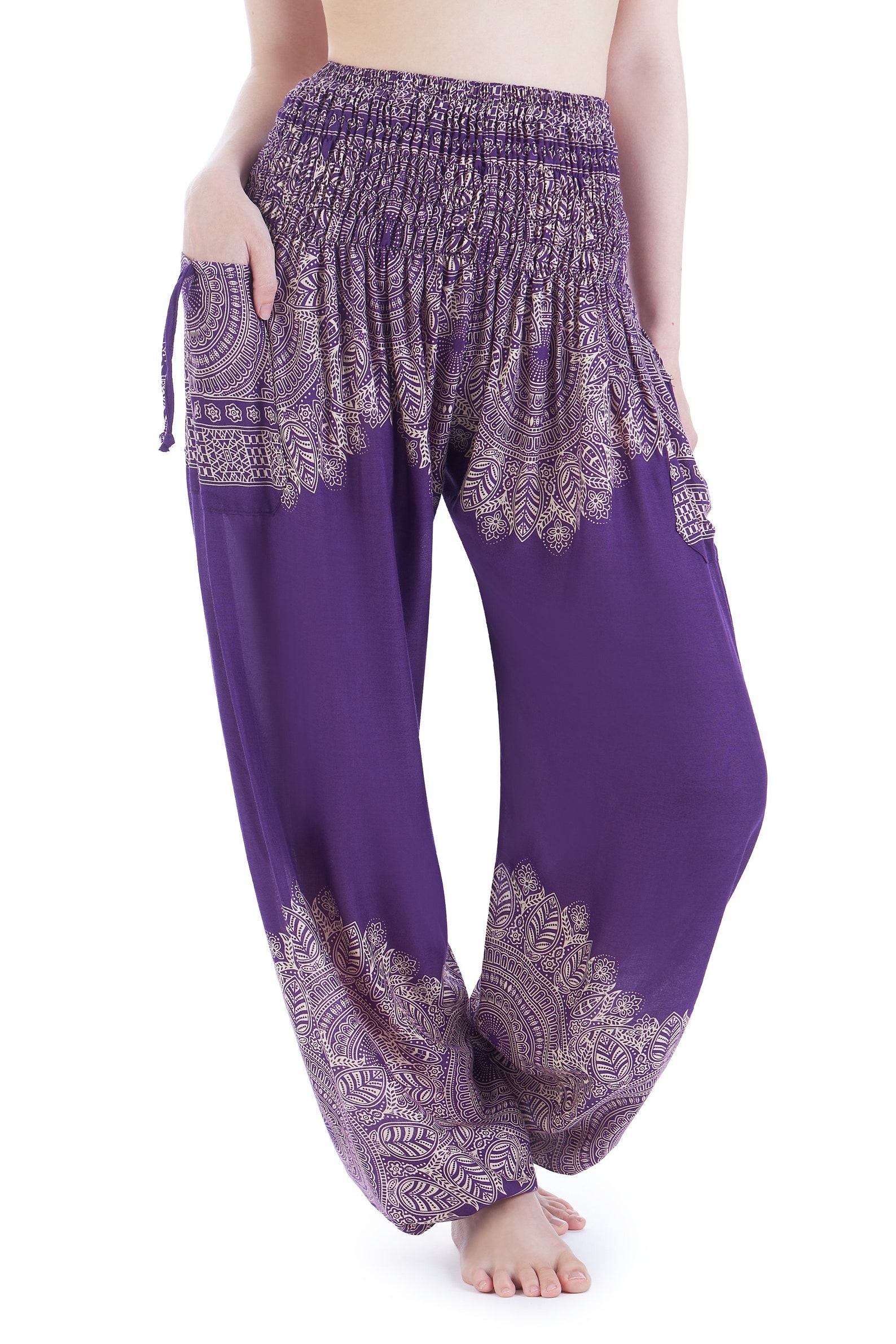 Purple Hippie Harem Pants Comfy Loungewear, Yoga Pants, Festival Wear, Boho Item - Image 3