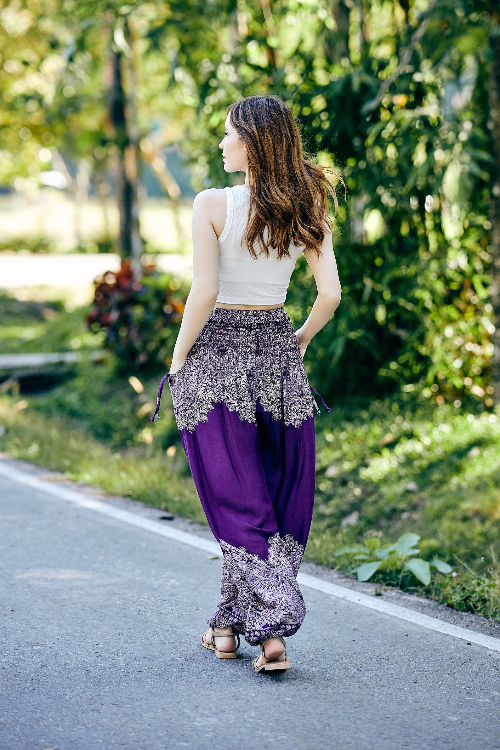 Purple Hippie Harem Pants Comfy Loungewear, Yoga Pants, Festival Wear, Boho Item - Image 2