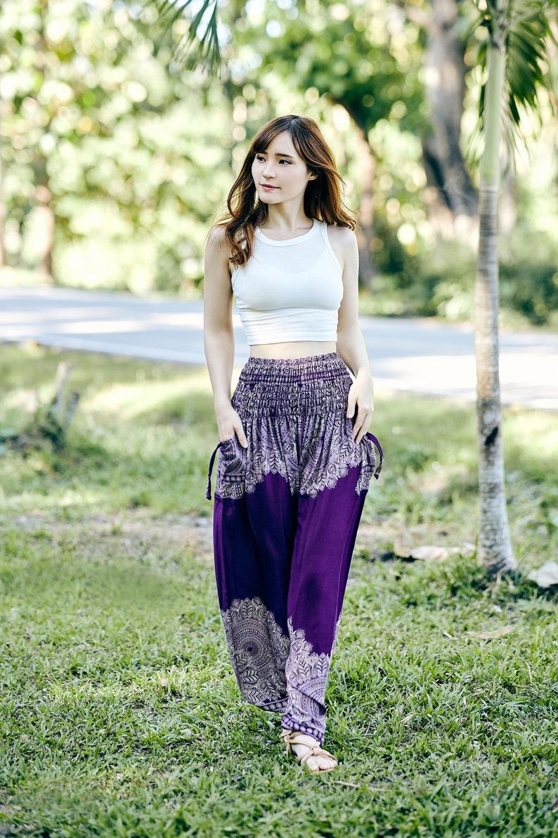 Purple Hippie Harem Pants Comfy Loungewear, Yoga Pants, Festival Wear, Boho Item