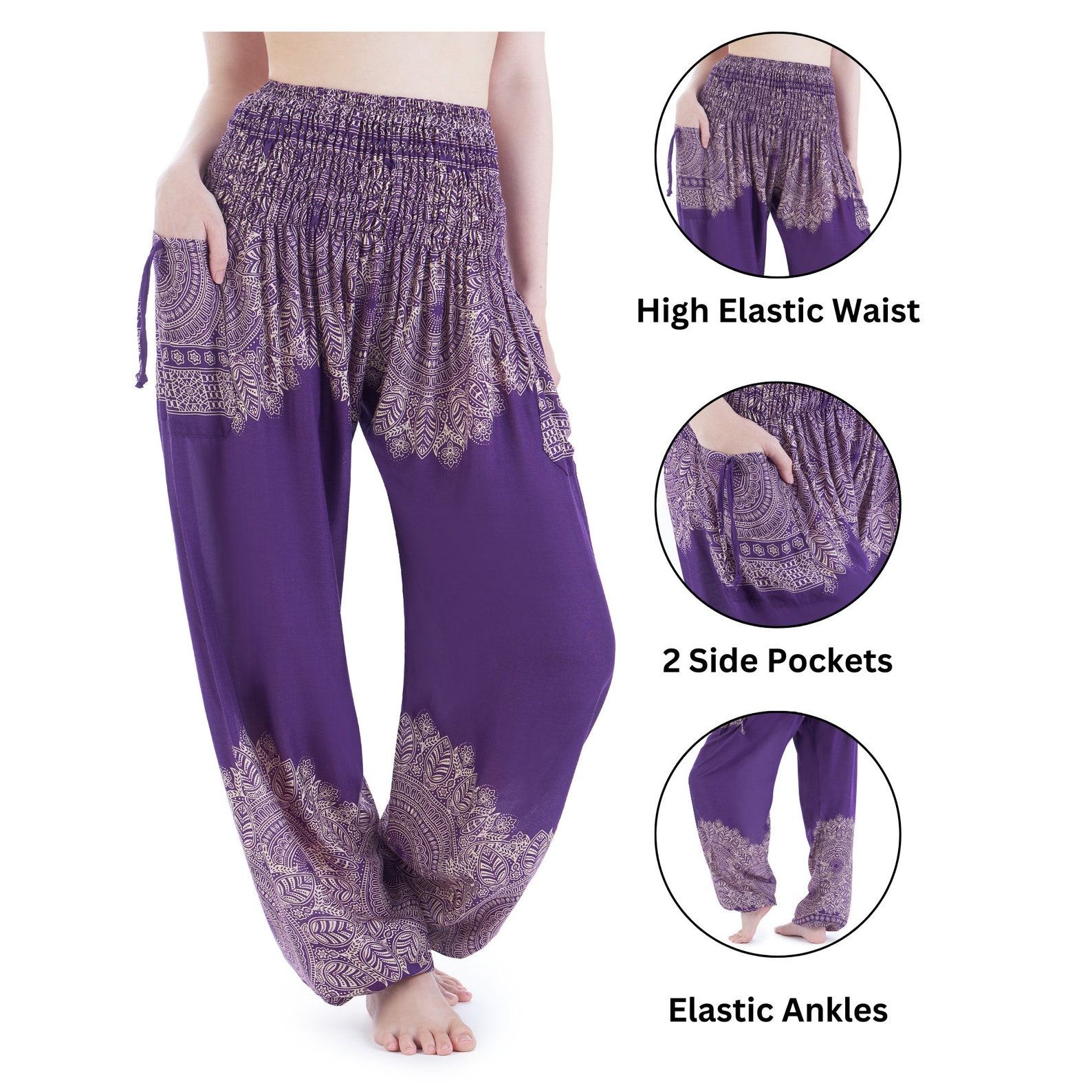 Purple Hippie Harem Pants Comfy Loungewear, Yoga Pants, Festival Wear, Boho Item