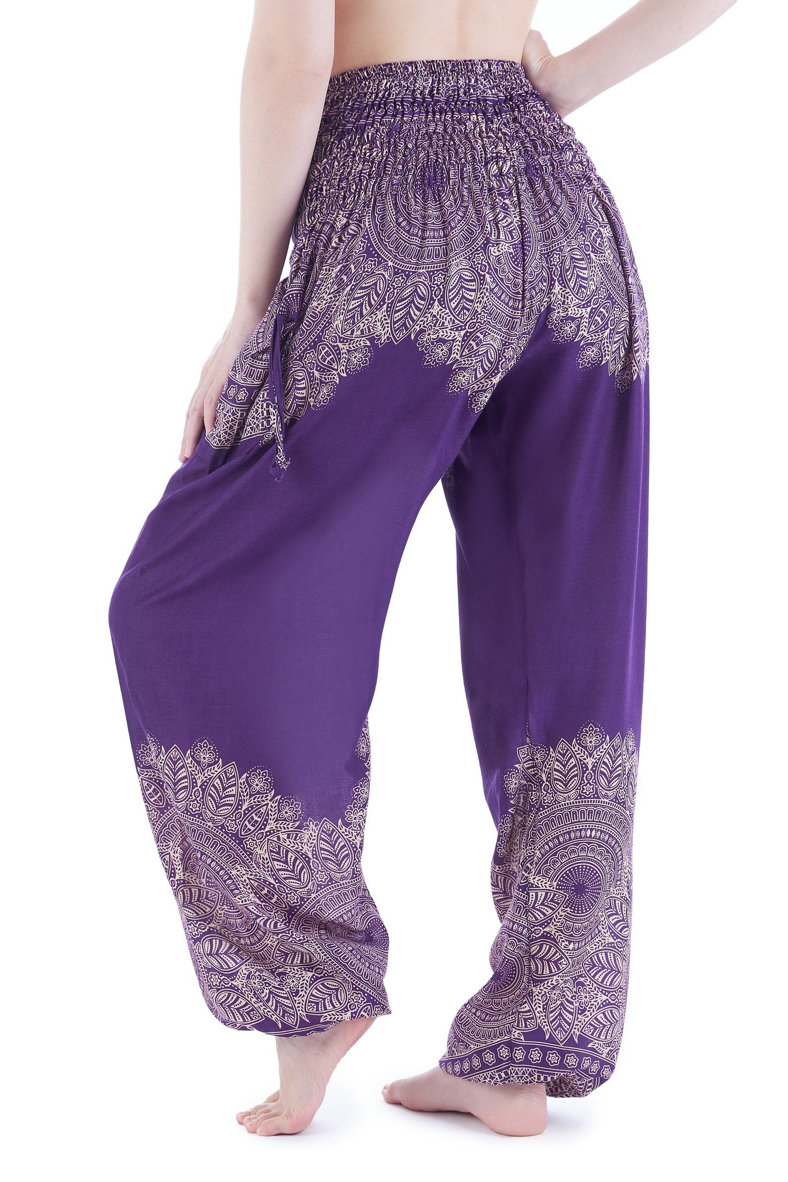 Purple Hippie Harem Pants Comfy Loungewear, Yoga Pants, Festival Wear, Boho Item - Image 4