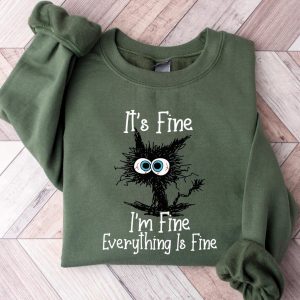 Purrfectly Fine Black Cat T-Shirt for Cat Lovers