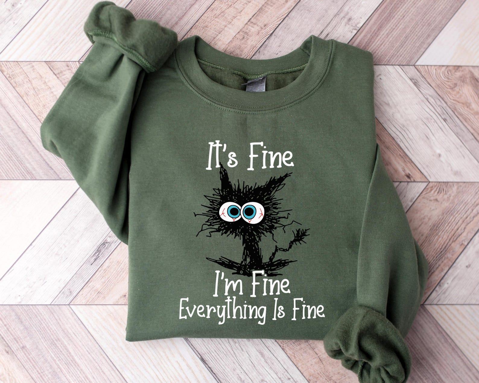 Purrfectly Fine Black Cat T-Shirt for Cat Lovers - Image 3