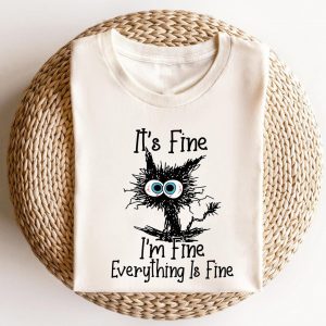 Purrfectly Fine Black Cat T-Shirt for Cat Lovers