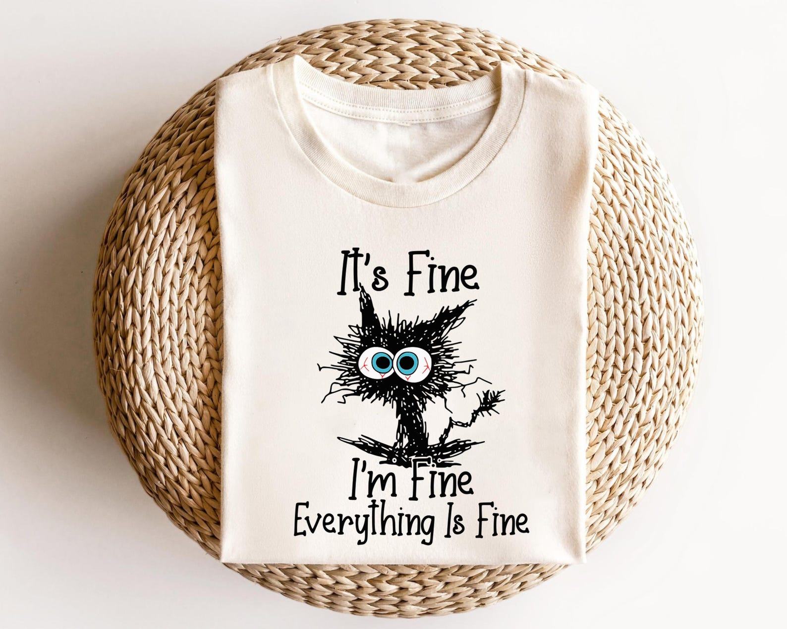 Purrfectly Fine Black Cat T-Shirt for Cat Lovers - Image 2