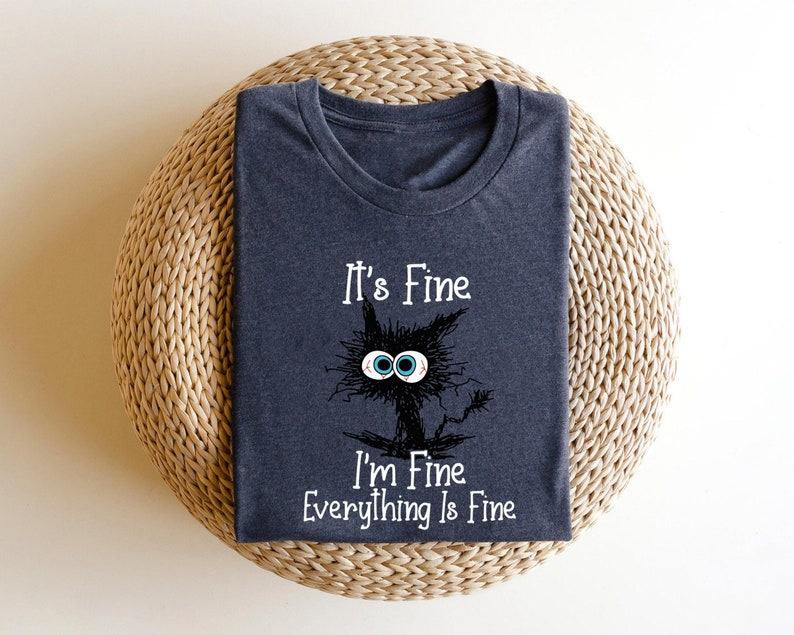 Purrfectly Fine Black Cat T-Shirt for Cat Lovers