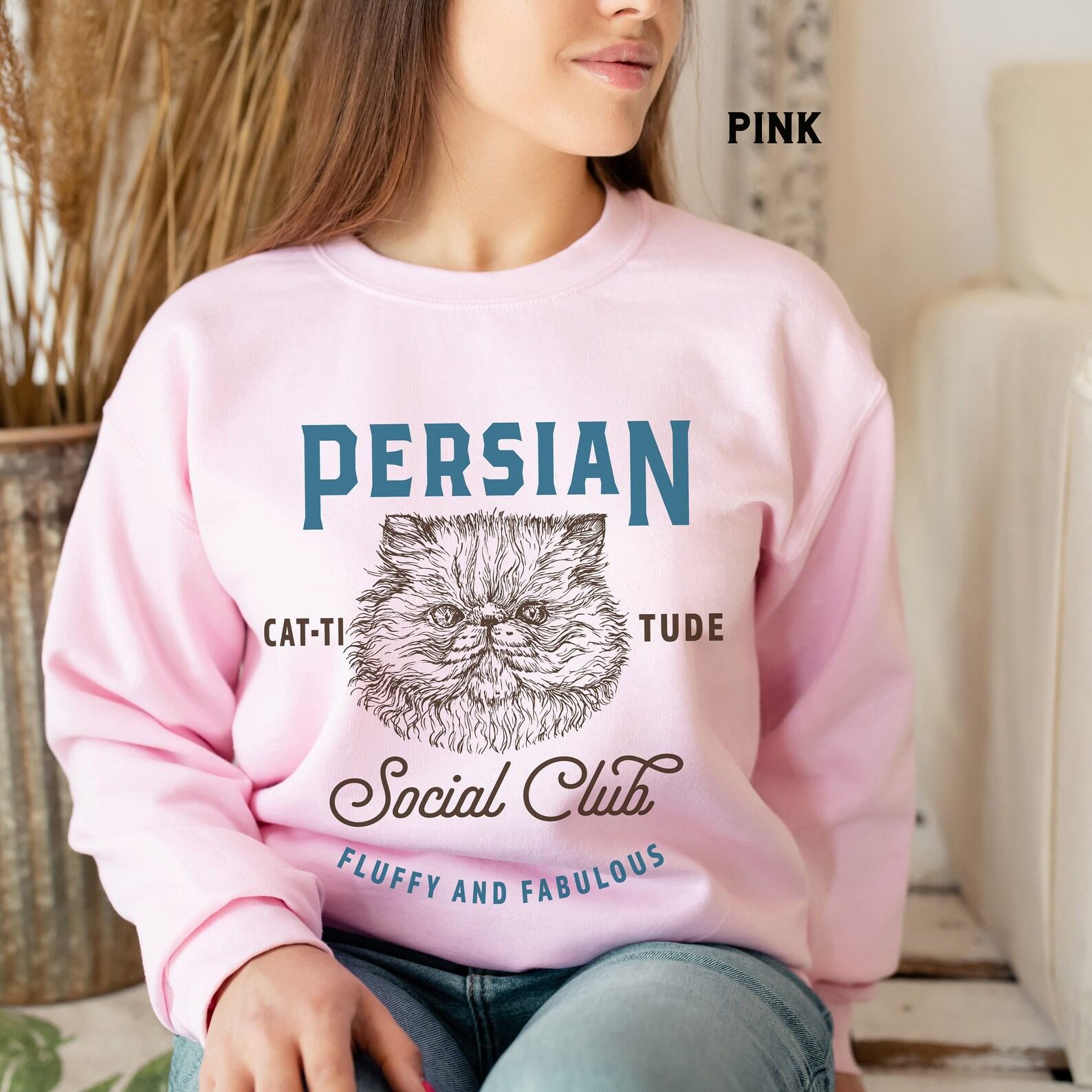 Purrfectly Retro Persian Cat Sweatshirt for Feline Fanatics