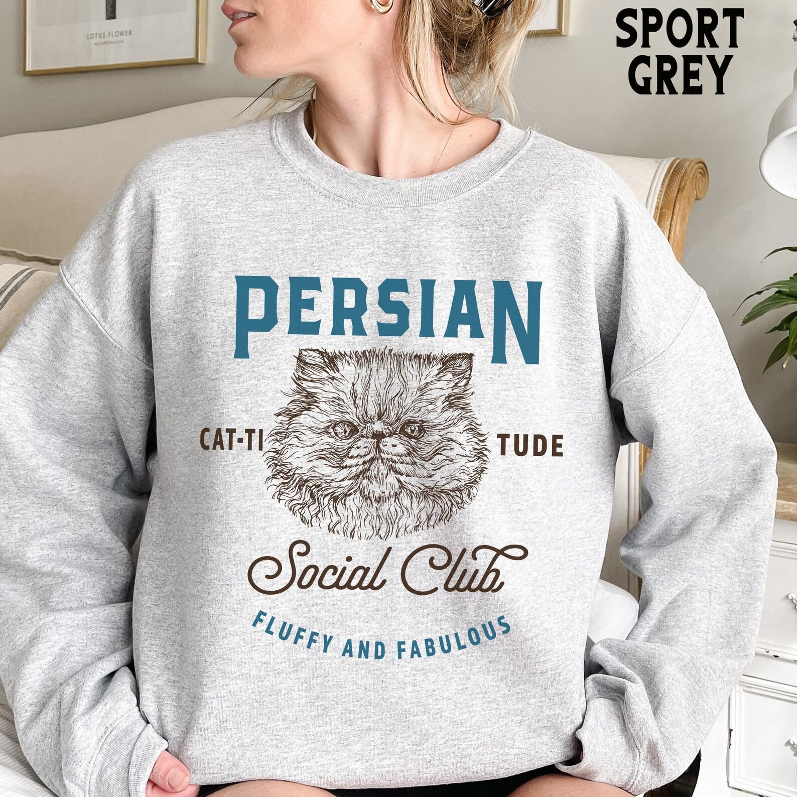 Purrfectly Retro Persian Cat Sweatshirt for Feline Fanatics