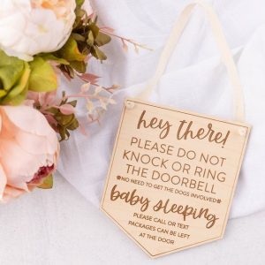 Quiet Time for Baby “Shh… Baby’s Sleeping” Wooden Door Sign