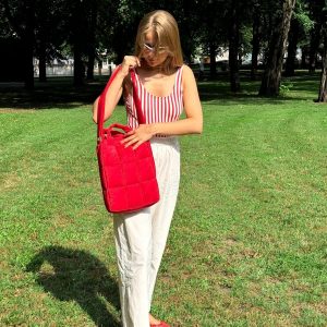 Quilted PILLOW PUFFER Laptop Bag The Essential MacBook Carrier in Vibrant Red