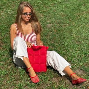 Quilted PILLOW PUFFER Laptop Bag The Essential MacBook Carrier in Vibrant Red