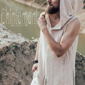 Raw Cotton Man Hooded Shirt Boho Big Hood Vest for Men’s Bohemian Style