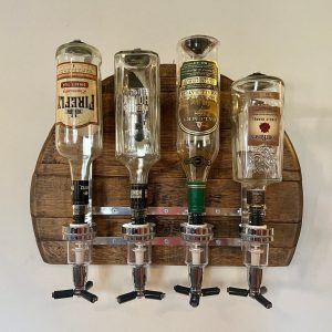 Reclaimed Whiskey Barrel Liquor Dispenser Elevate Your Home Bar with Rustic Charm