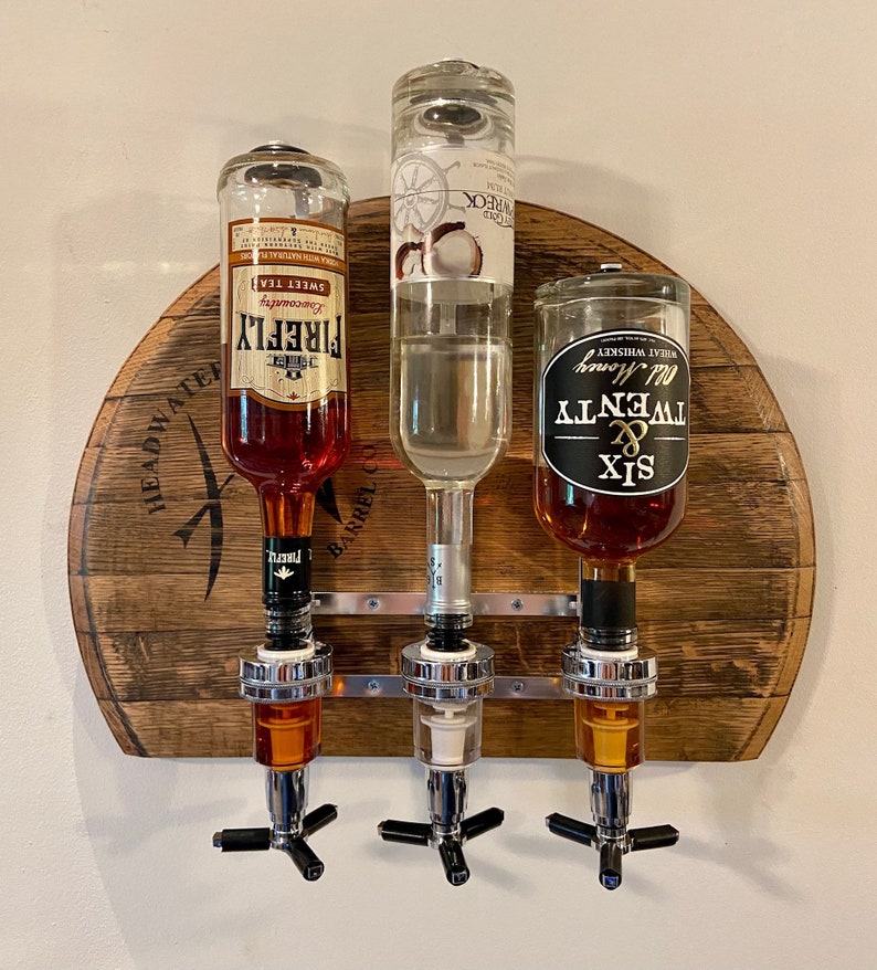 Reclaimed Whiskey Barrel Liquor Dispenser Elevate Your Home Bar with Rustic Charm