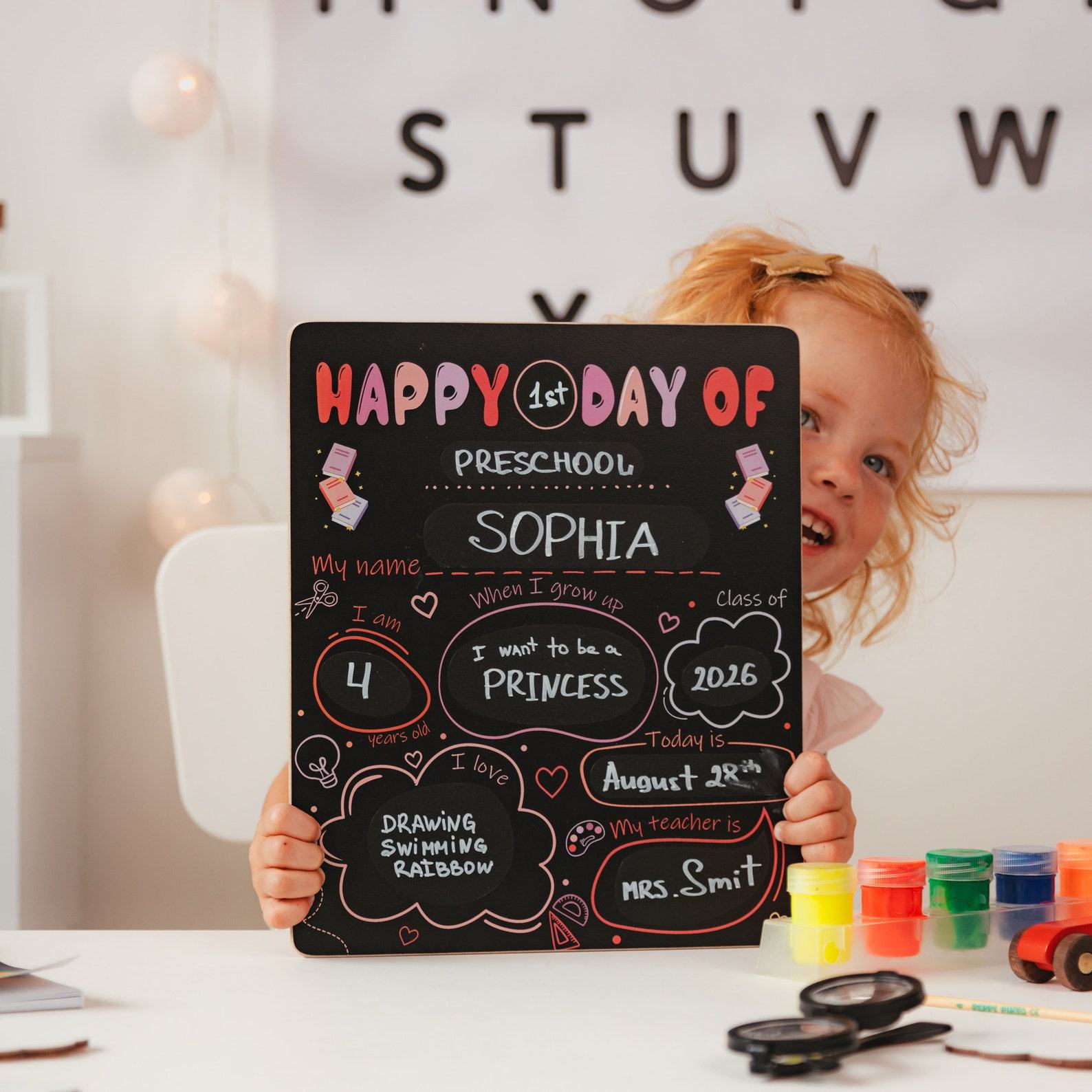 Reusable First Day of School Sign – Back to School Board for Preschool, Kindergarten & Beyond!