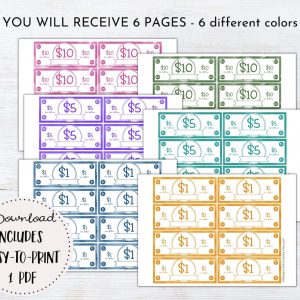 Rewarding Kids with Fun and Editable Mom Bucks Printable Chore Bucks, Allowance Play Money