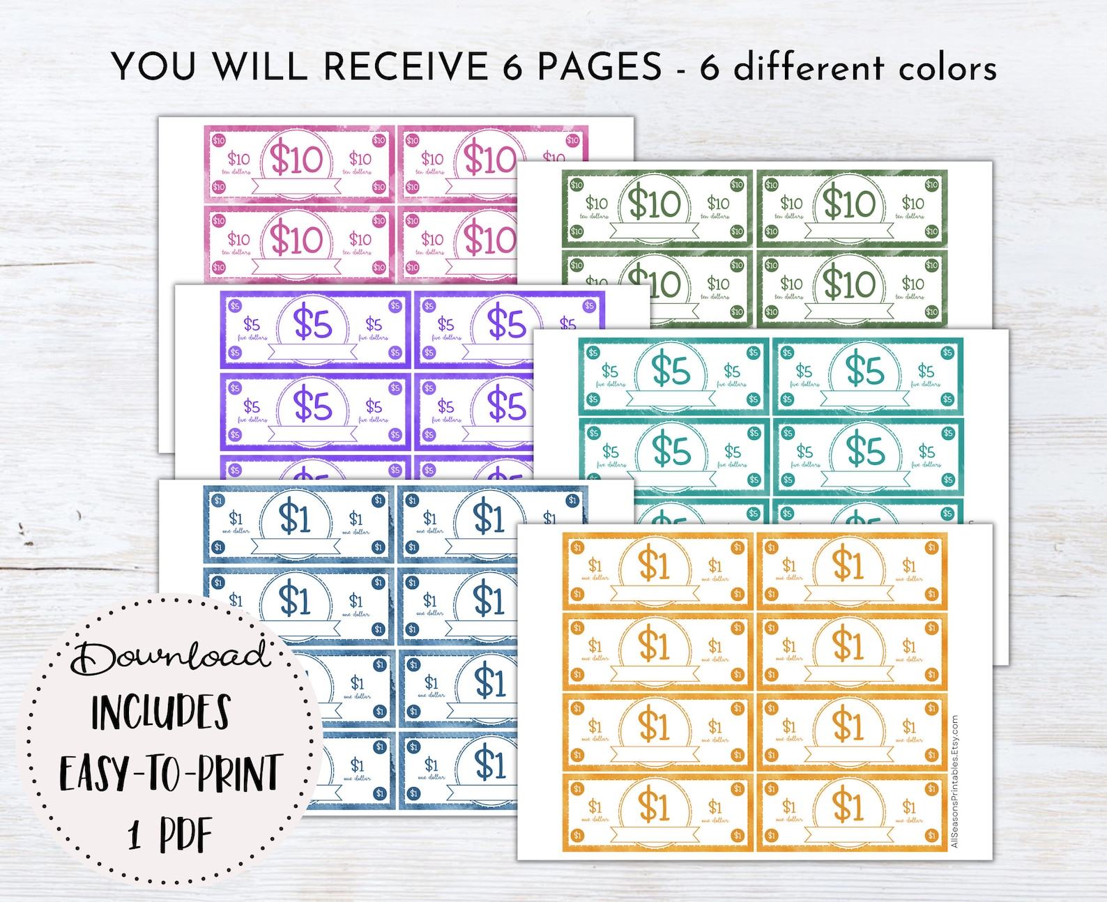 Rewarding Kids with Fun and Editable Mom Bucks Printable Chore Bucks, Allowance Play Money - Image 2