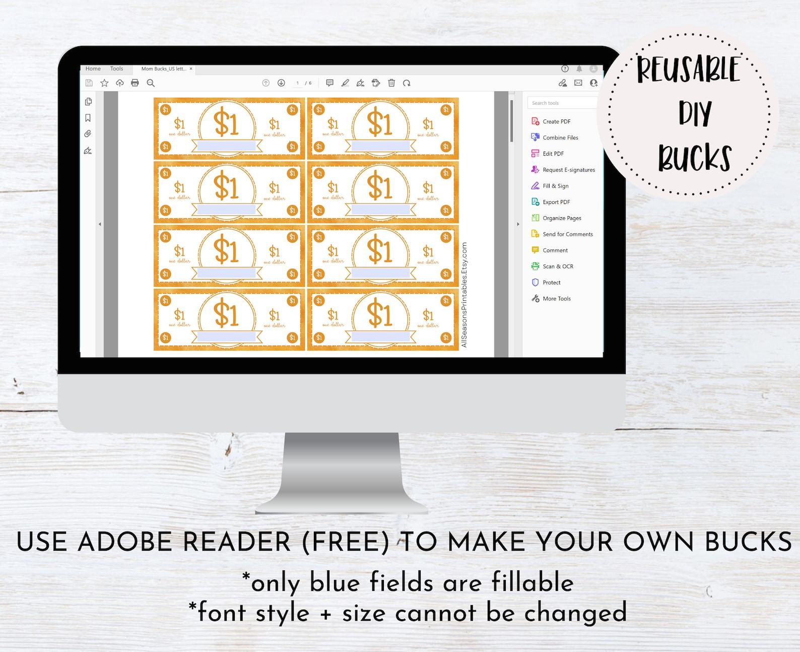 Rewarding Kids with Fun and Editable Mom Bucks Printable Chore Bucks, Allowance Play Money - Image 4
