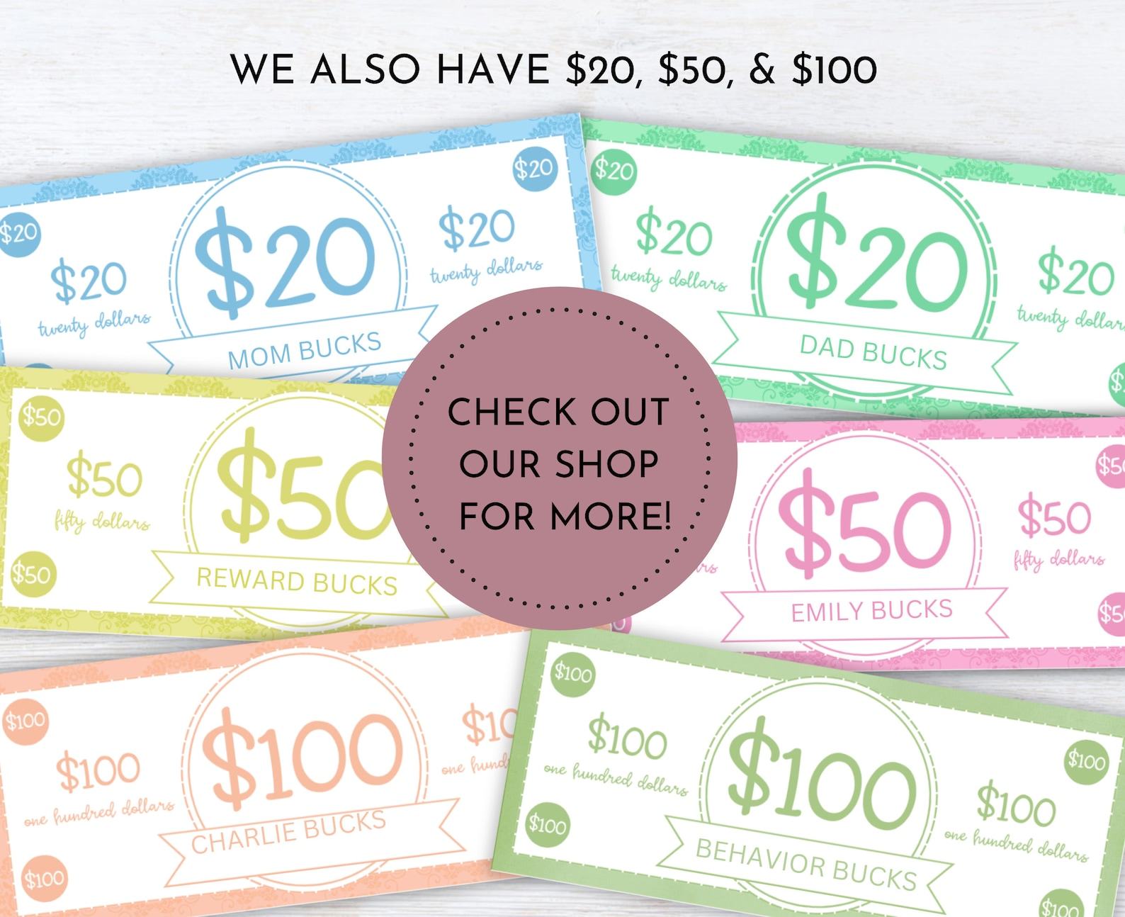 Rewarding Kids with Fun and Editable Mom Bucks Printable Chore Bucks, Allowance Play Money - Image 6