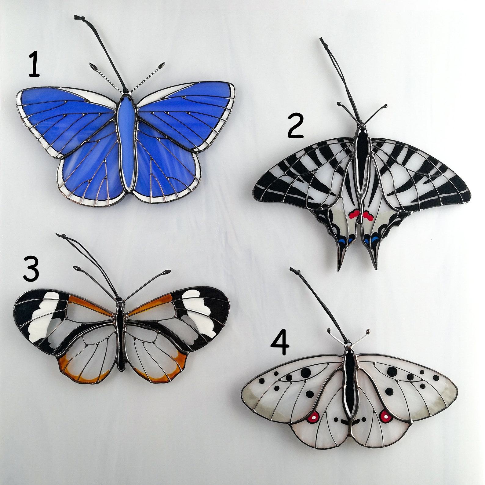 Rhetus Periander Butterfly Suncatcher – Stained Glass Window Hanging, Unique Mom Present & Home Decor