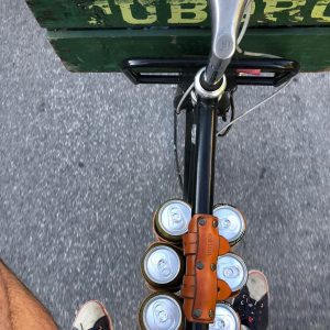 Ride with Refreshment Bike Beer Combo – Leather Wood Bicycle Beer Carrier with Exclusive Discount