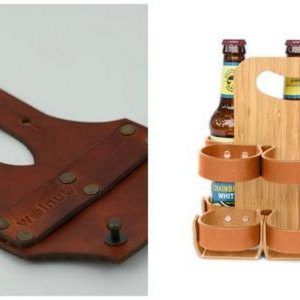 Ride with Refreshment Bike Beer Combo – Leather Wood Bicycle Beer Carrier with Exclusive Discount