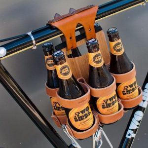 Ride with Refreshment Bike Beer Combo – Leather Wood Bicycle Beer Carrier with Exclusive Discount