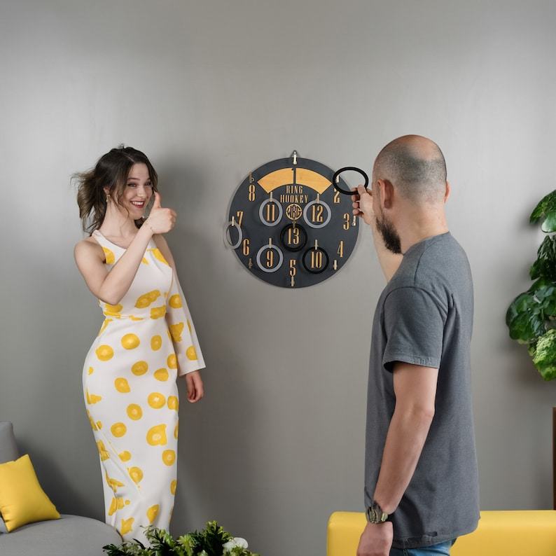 Ring Hookey Wall Board Game Housewarming Item, Metal Wall Decor, Adult Toys, Game Room Decor, Play on Wall Metal Wooden Wall Art Decor