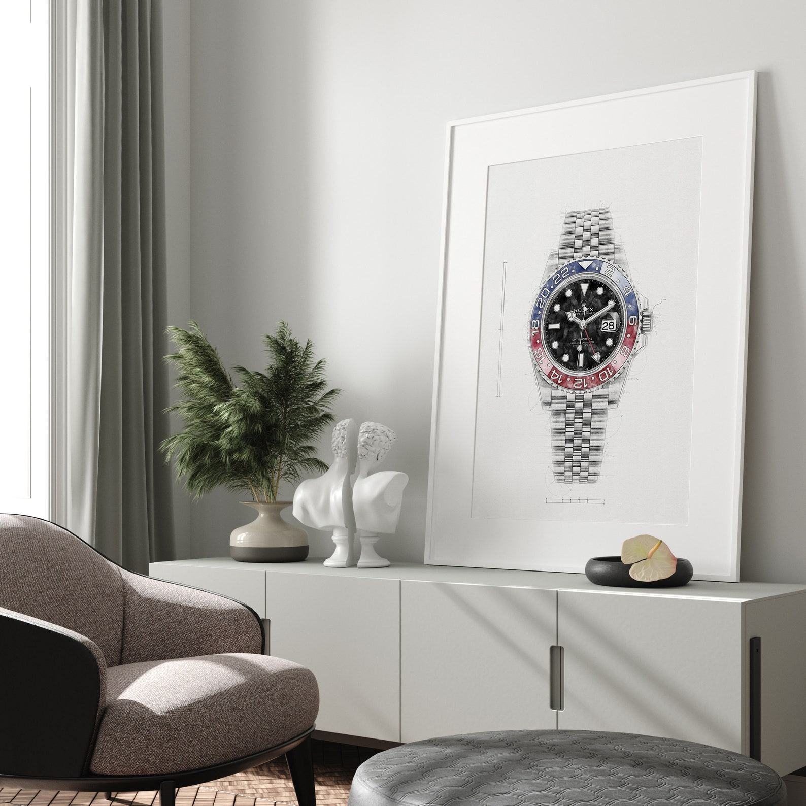 Rolex GMT Master II Ref. 126710BLRO ‘Pepsi’ – Digitally Created Technical Watch Print