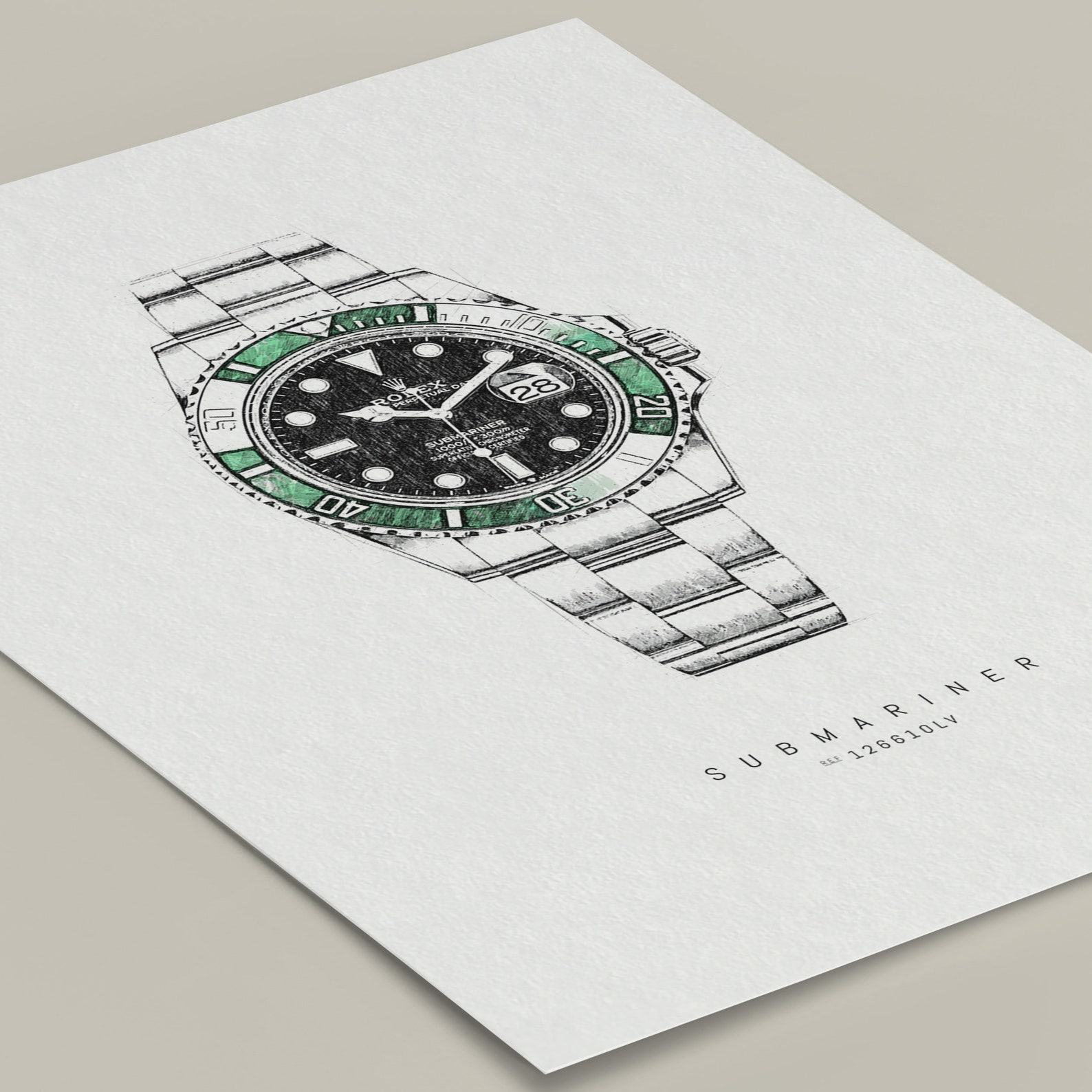 Rolex Submariner 126610LV Premium Watch Art Prints for Watch Aficionados and Home Decor