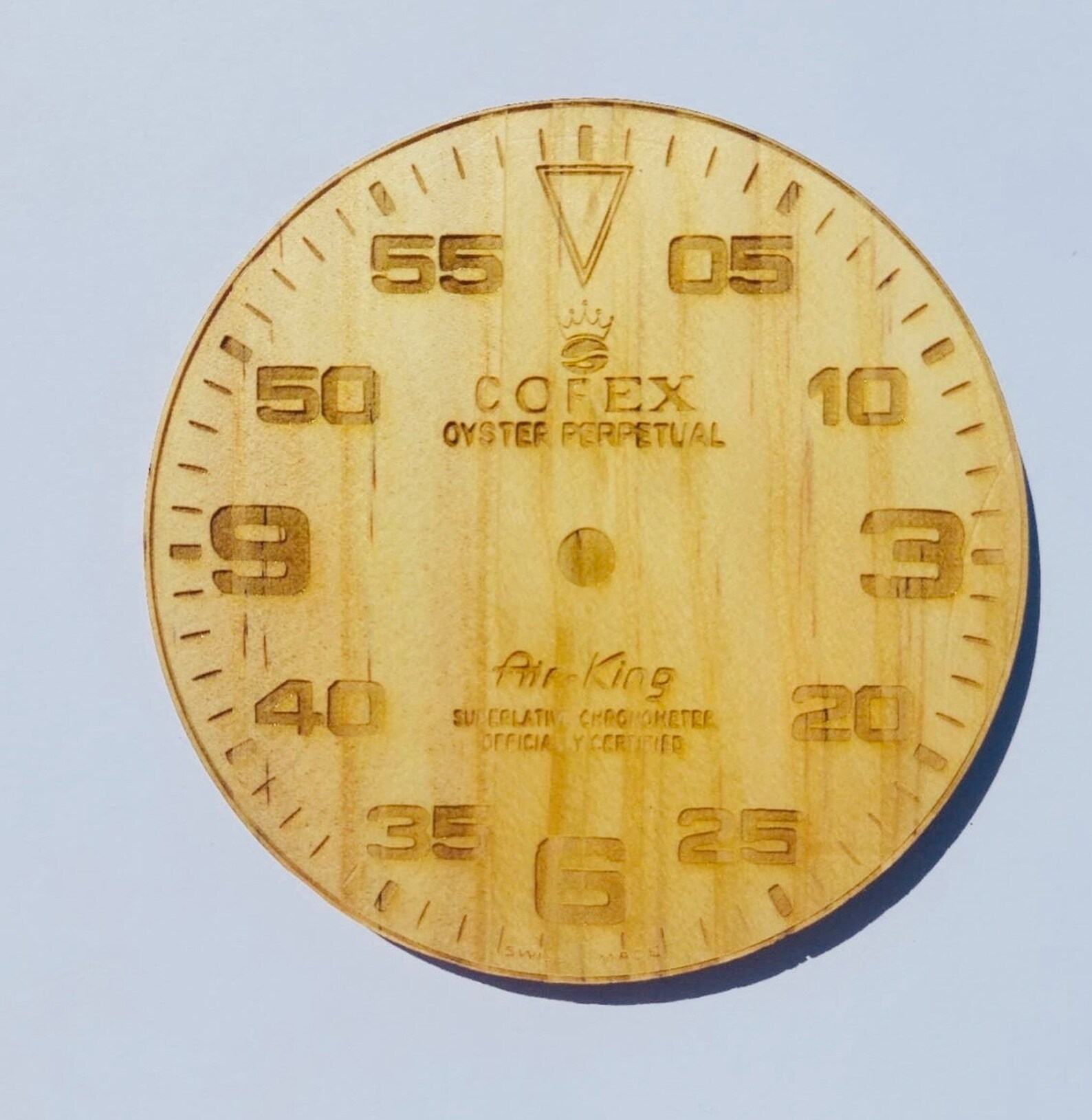 Rolex Wooden Coaster Air-King Oyster Watch Dial Face, Unique Handmade Item for Watch Enthusiasts and Dads - Image 2