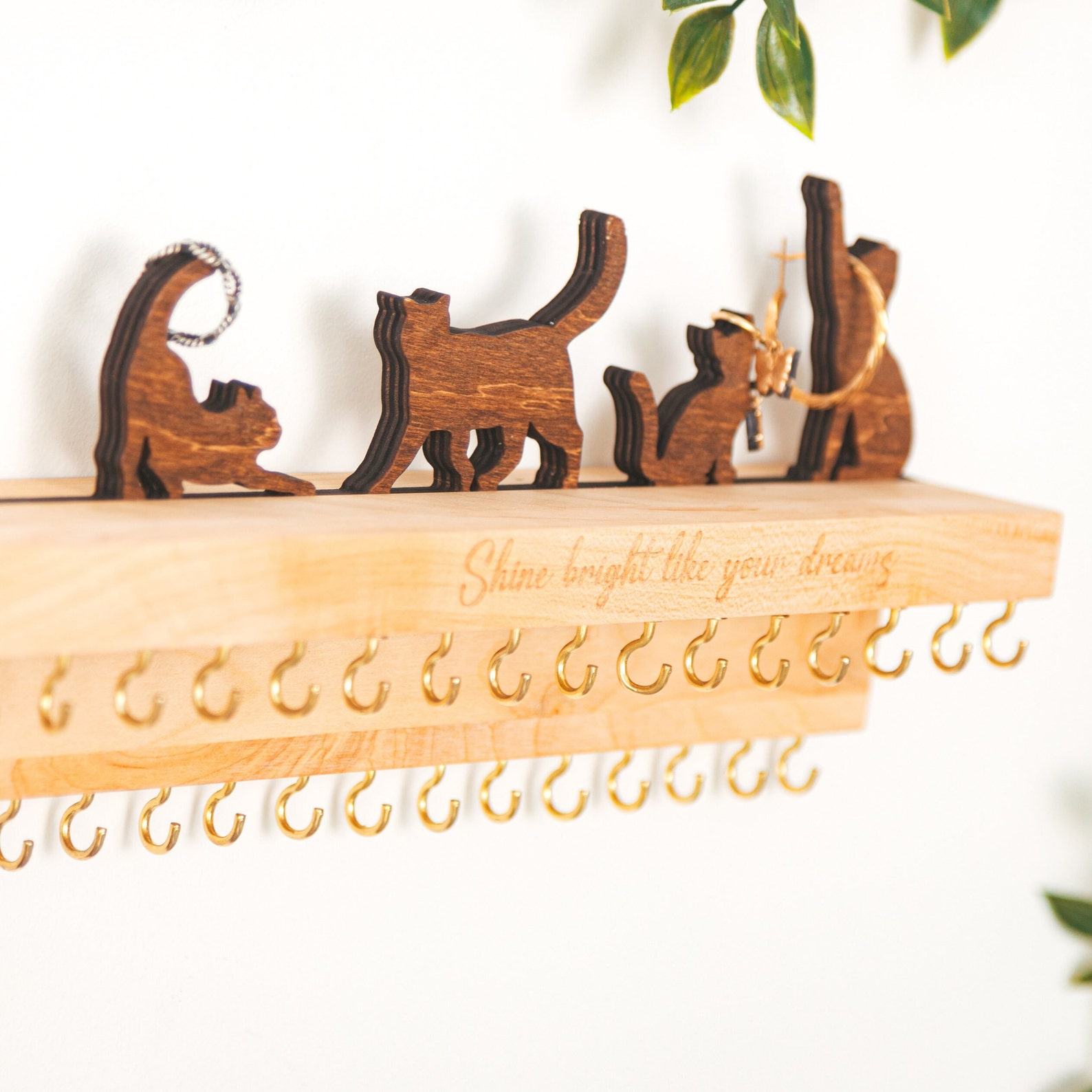 Romantic Valentine’s Jewelry Organizer – Wall Mounted Shelf with Hooks – Perfect Present for Her