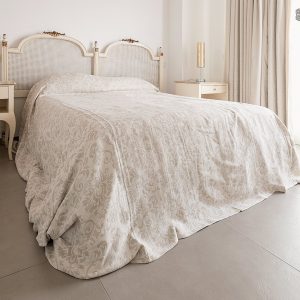 Royal Floral Linen Bedspread Double-Sided Luxury for Your Bedroom