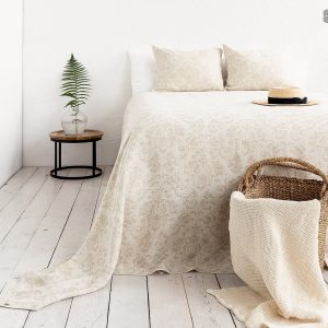 Royal Floral Linen Bedspread Double-Sided Luxury for Your Bedroom