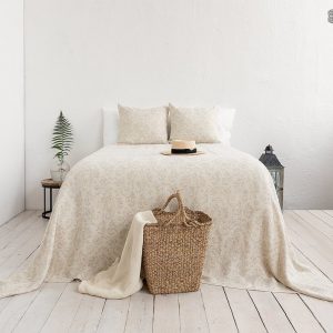 Royal Floral Linen Bedspread Double-Sided Luxury for Your Bedroom